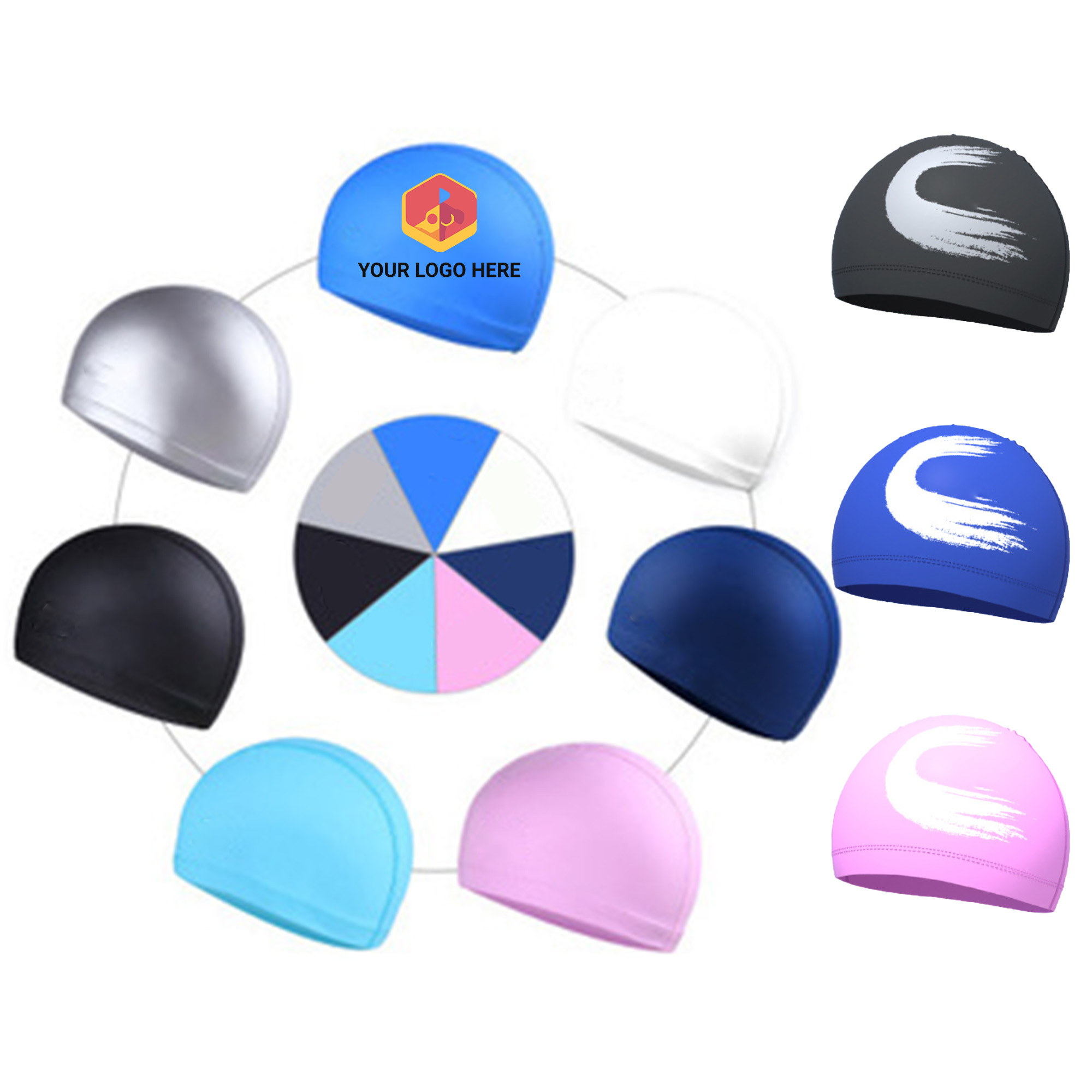 Custom PU Eco-Print Swim Cap 4