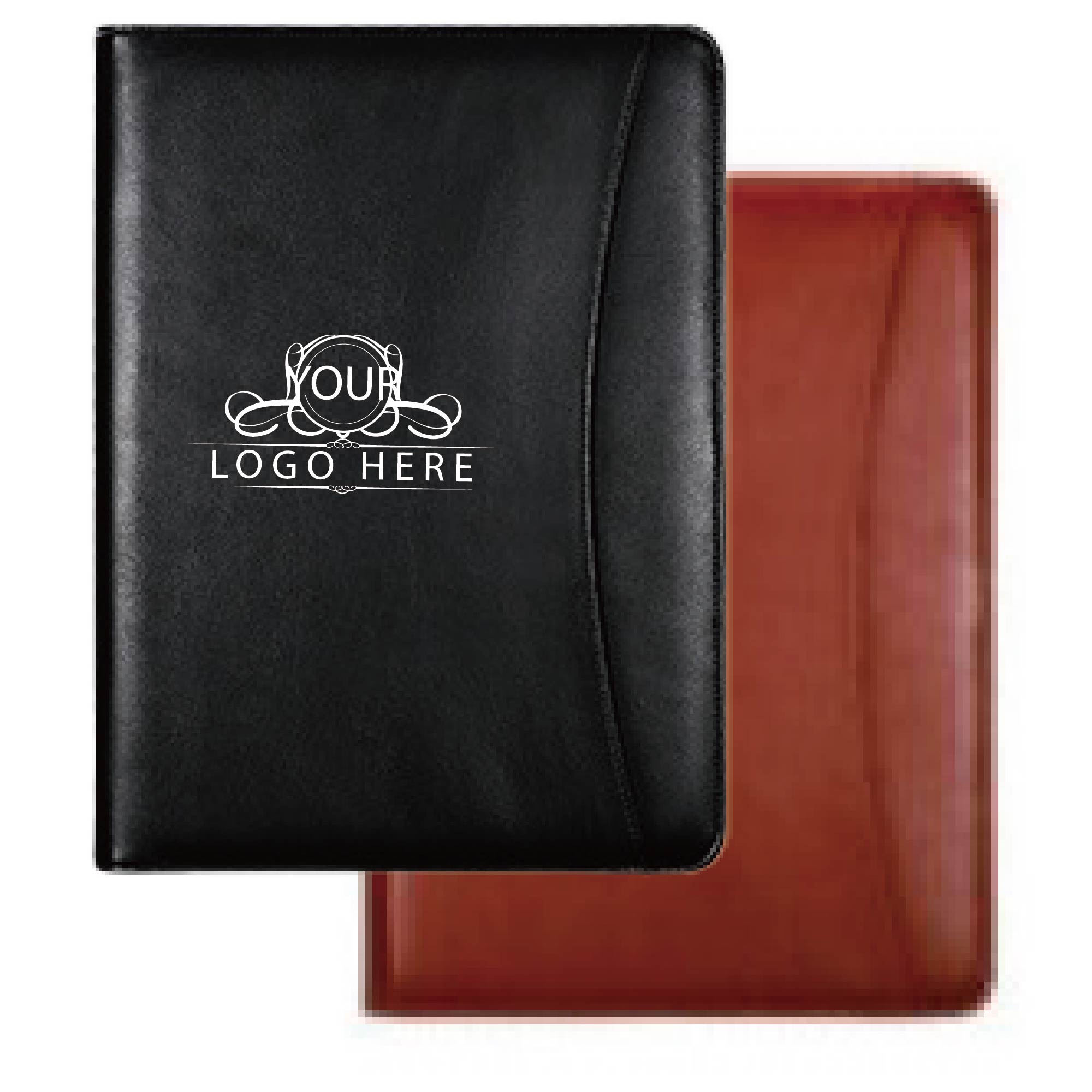 PU Leather Padfolio w/Zipper Closure, 8