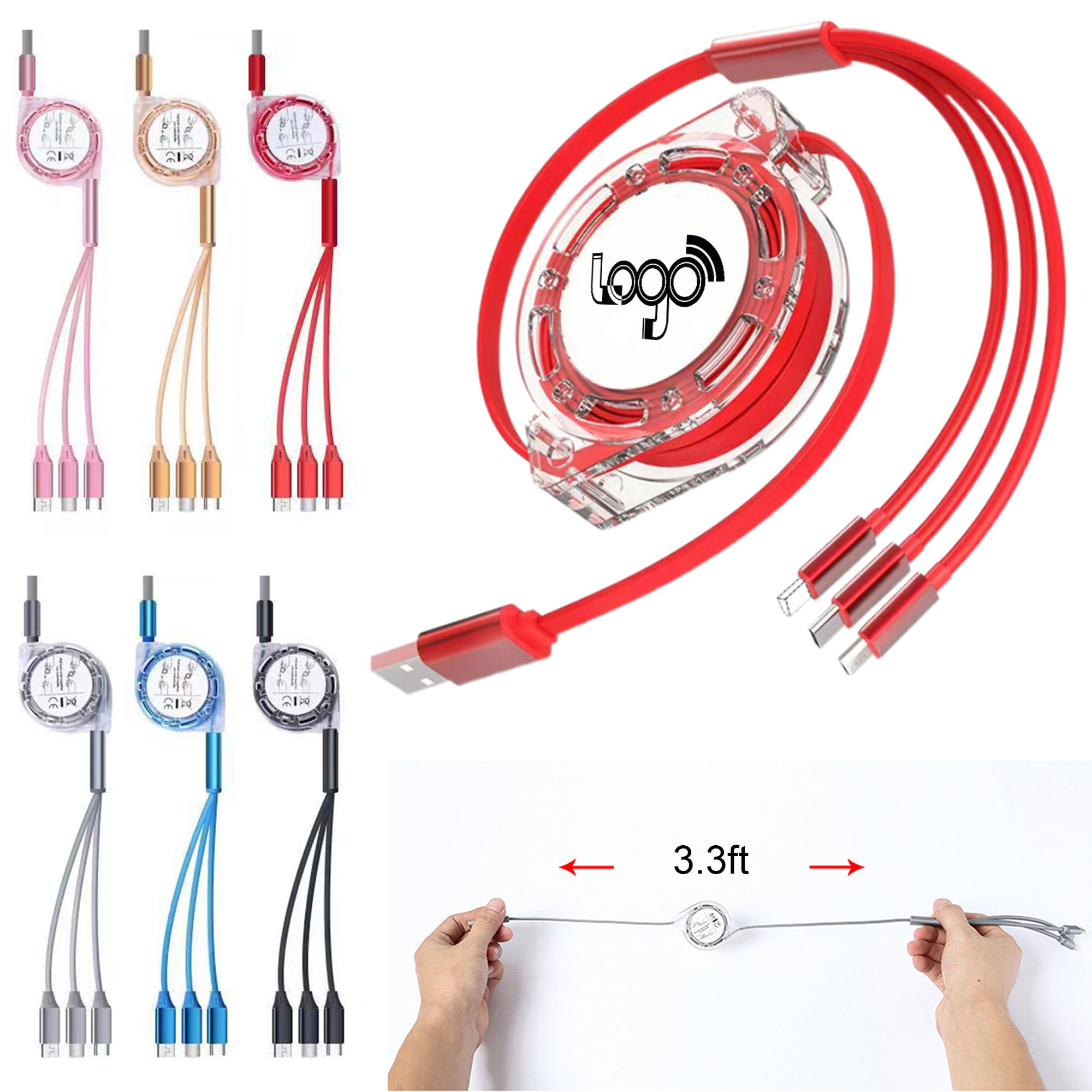 Retractable 3 in 1 Charging Cable