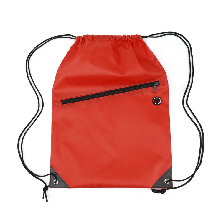 Drawstring Backpack with Front Zipper Pocket 112