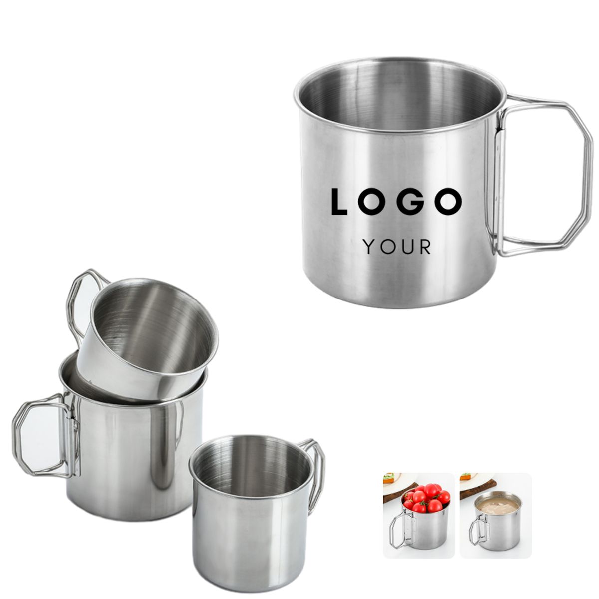 Portable Coffee Cup with Folding Handle
