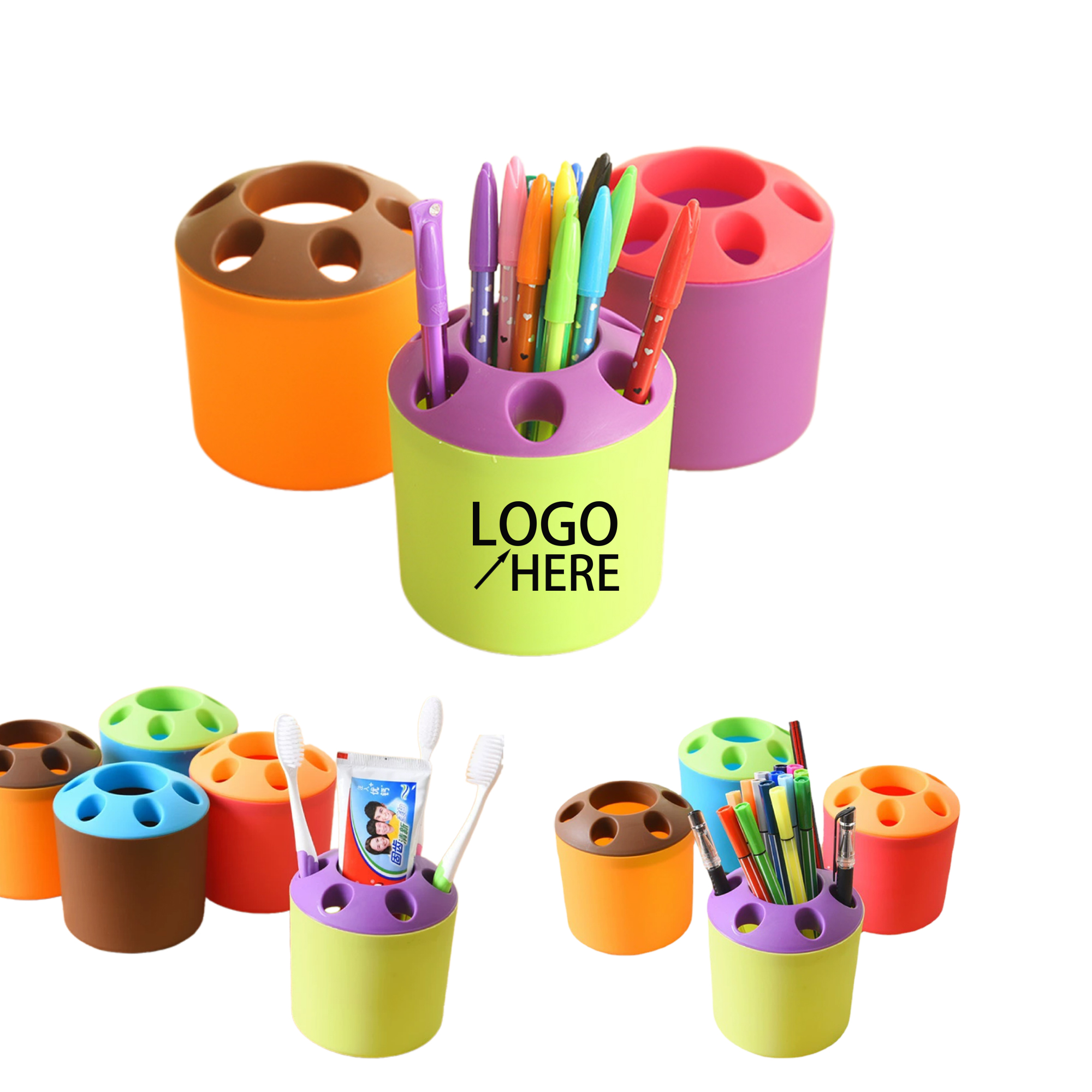 Compact Plastic Toothbrush & Pen Organizer 10