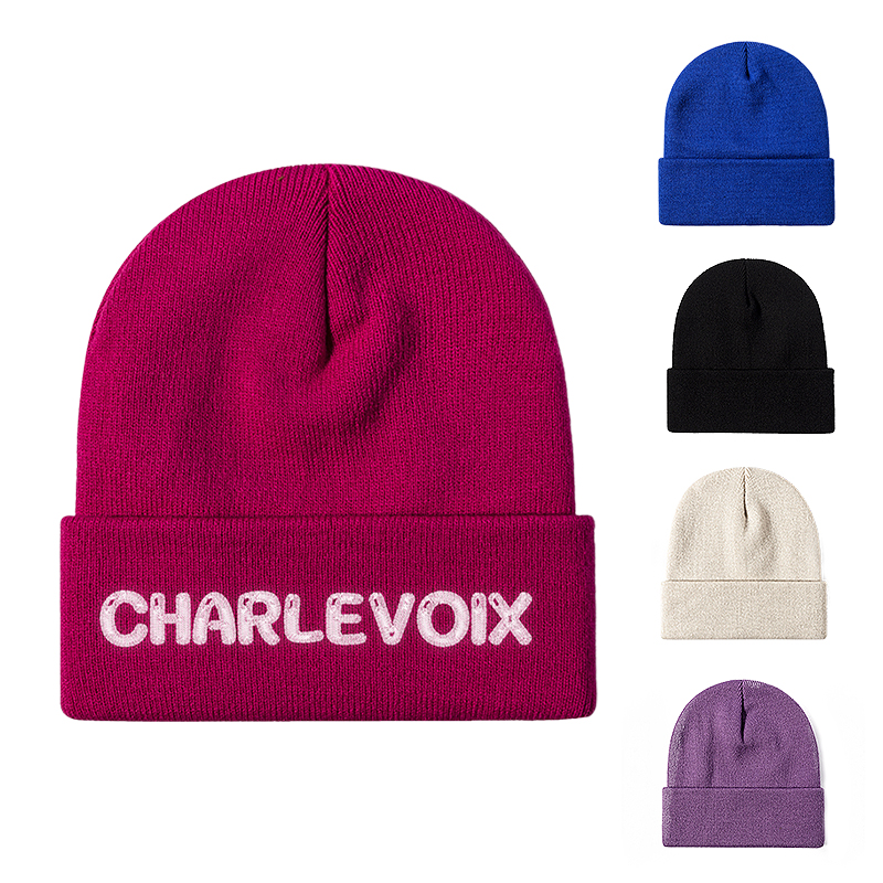 Embroidery Text Logo Name Beanie Hat