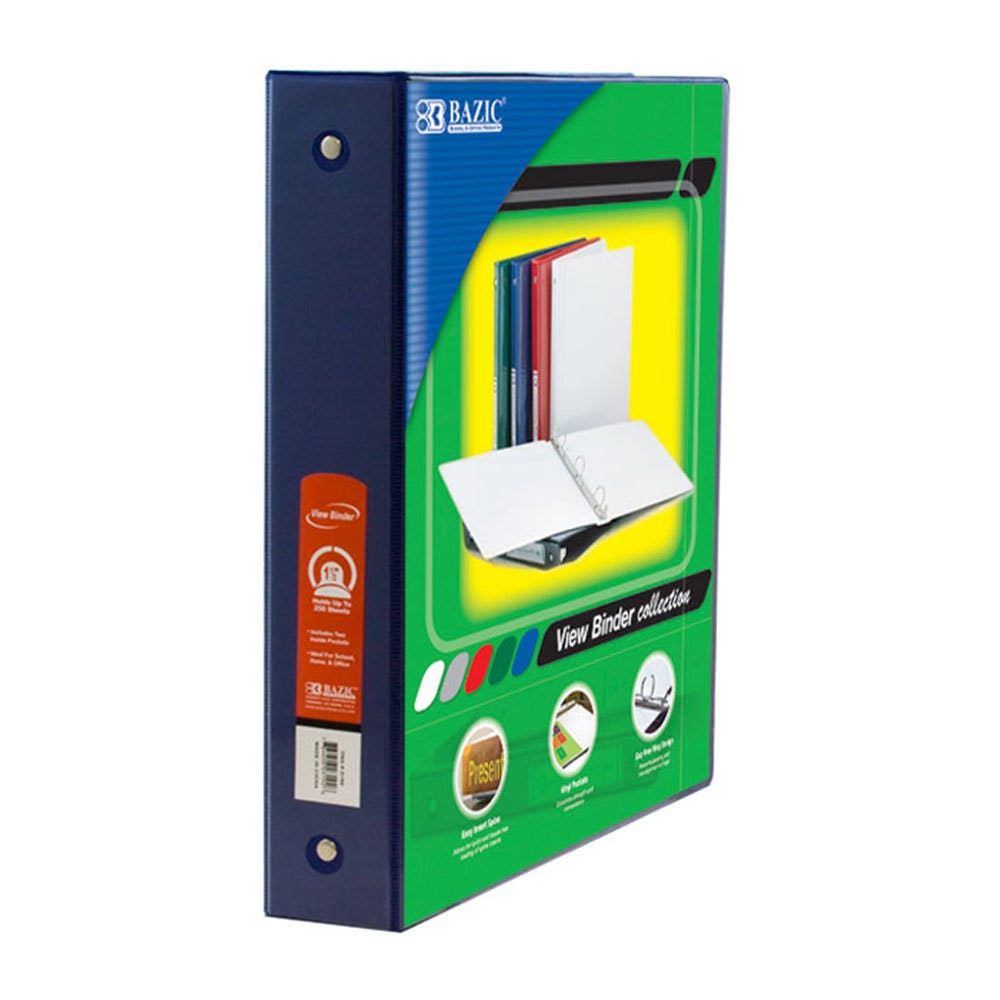 3 Ring View Binders - 1.5" Blue 2 Pockets 3