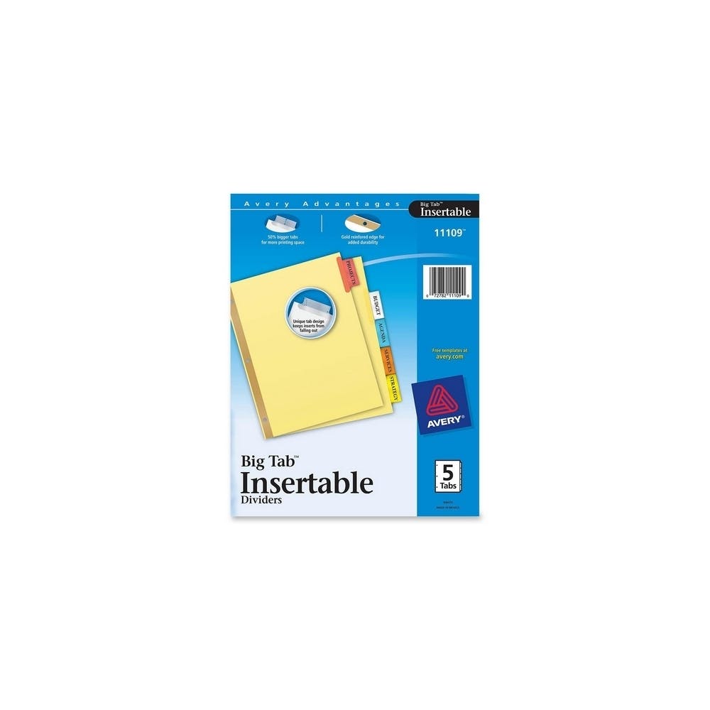 Index Dividers - 5 Big Tab Reinforced Edge 3