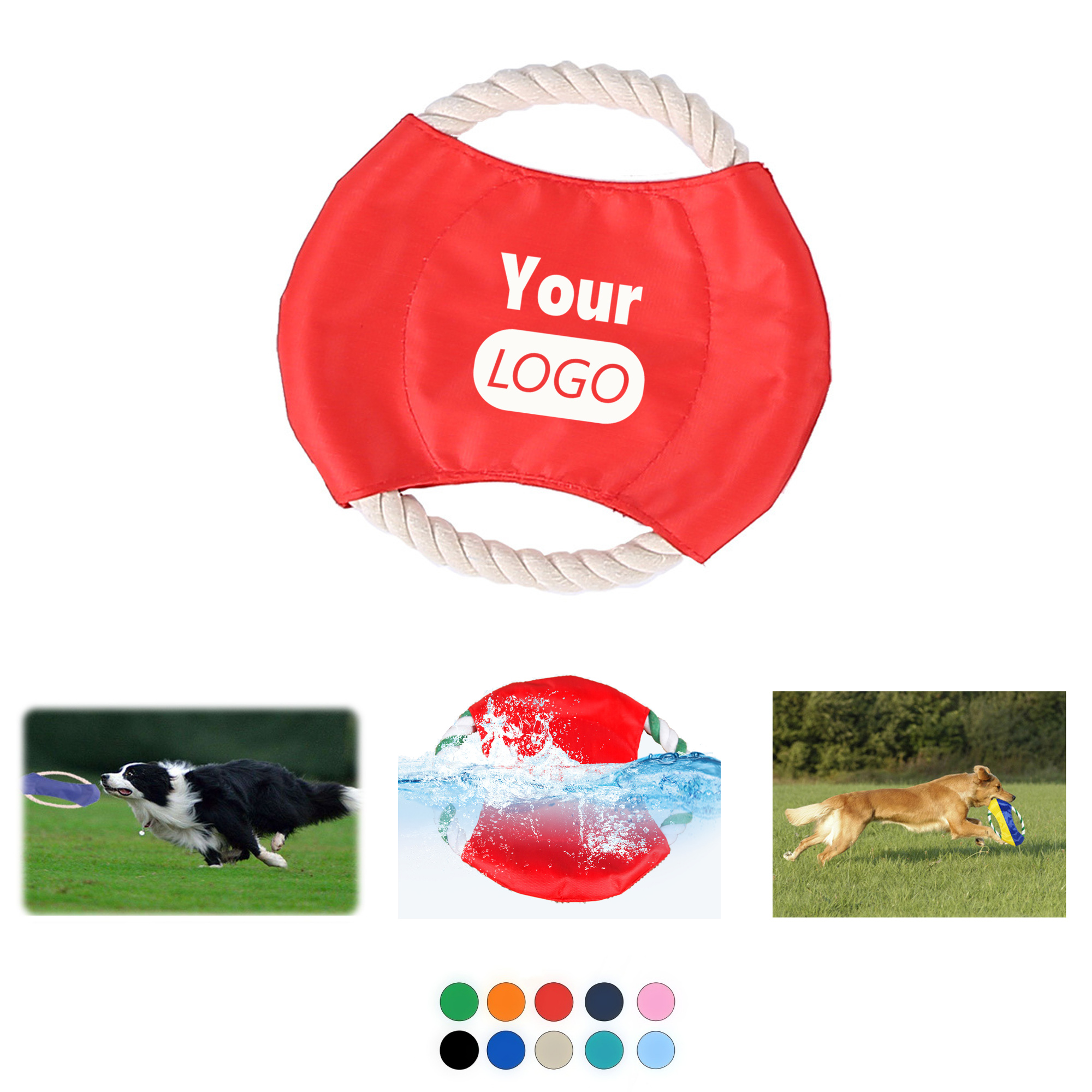 MOQ 50 Flying Disc Dog Chew Toy with Rope for Training and Play