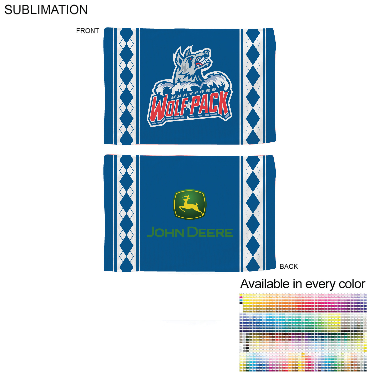 Colored Sublimated Rally, Skate Towels with Jersey stripes, 12x18, Sublimated Edge to Edge 2 sides 19