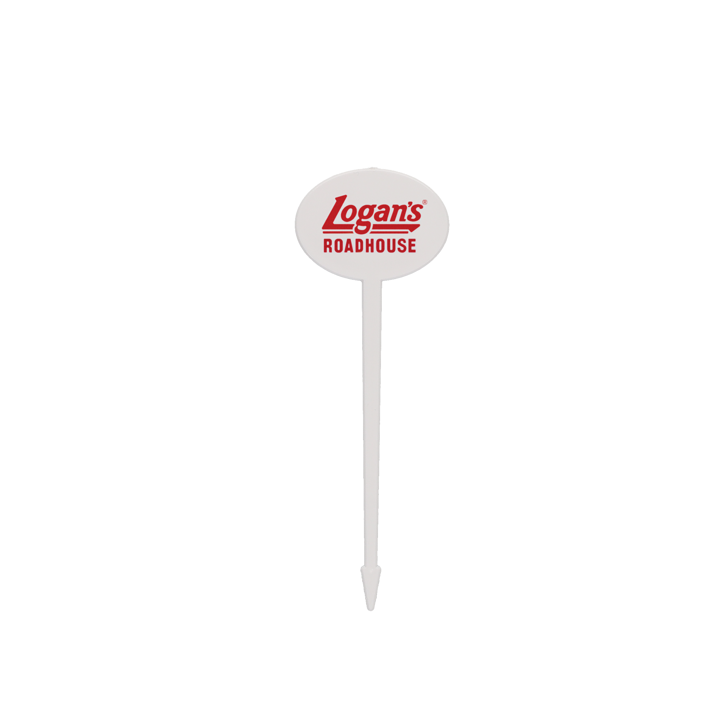 Plastic Food Pick 4.000" Oval White Tradition Print 6