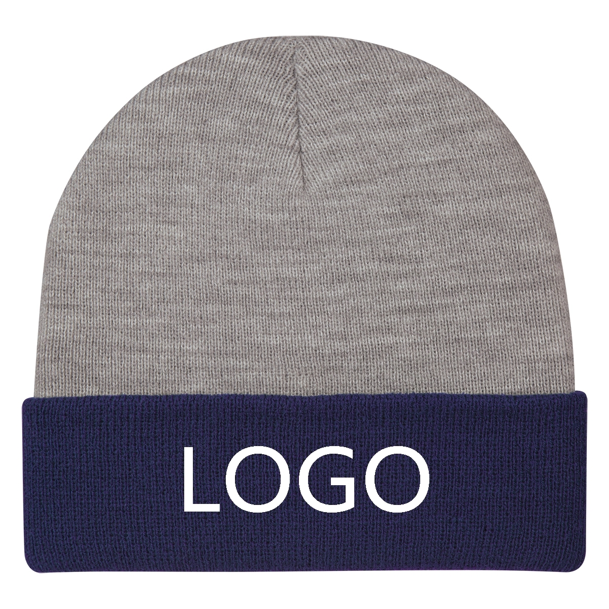 Two-Tone Knit Beanie With Cuff