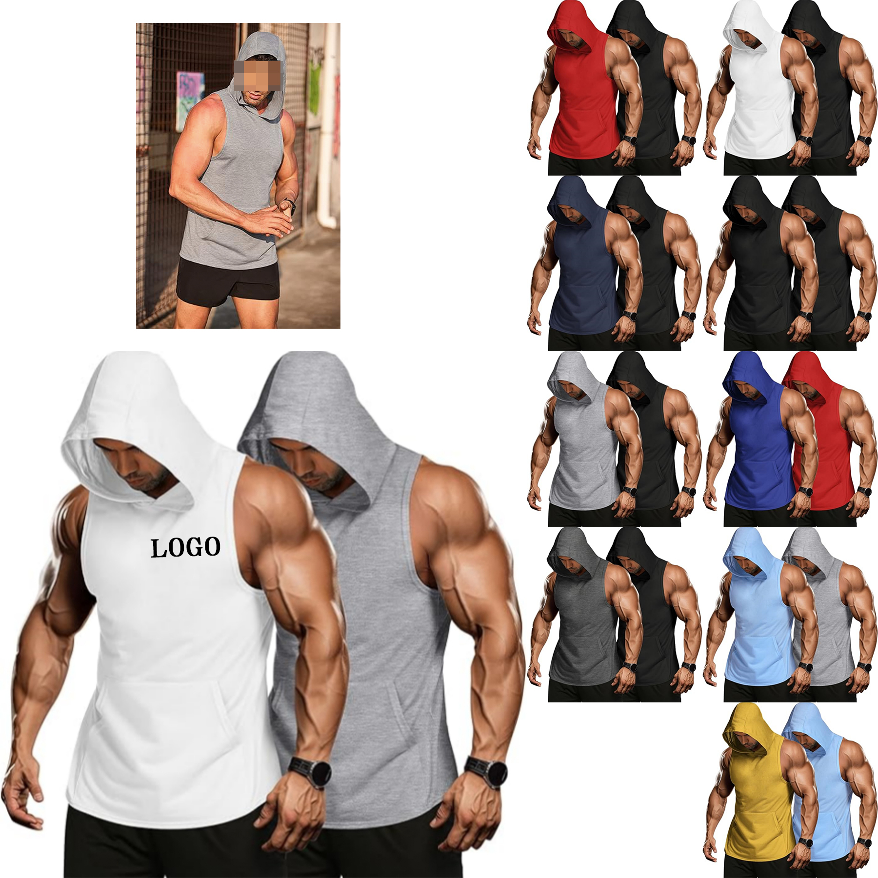 Workout Hoodie Muscle Fitting Sleeveless Shirt 2