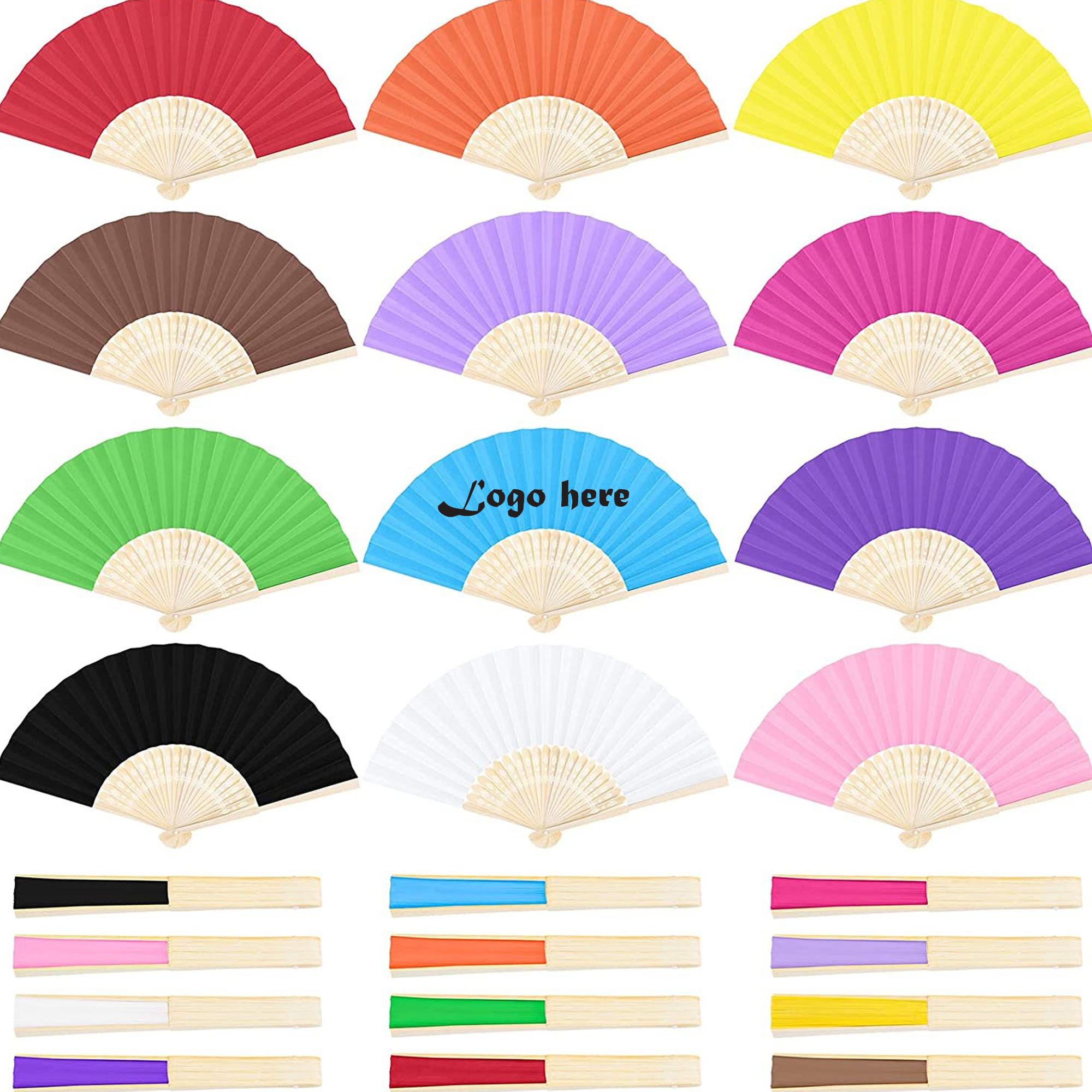 Handheld Paper Folded Bamboo Fan