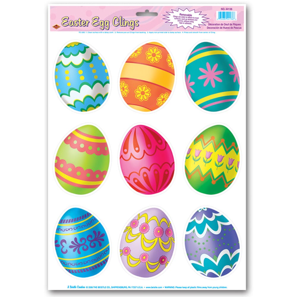 Easter Egg Clings - Assorted 9 Stickers 2