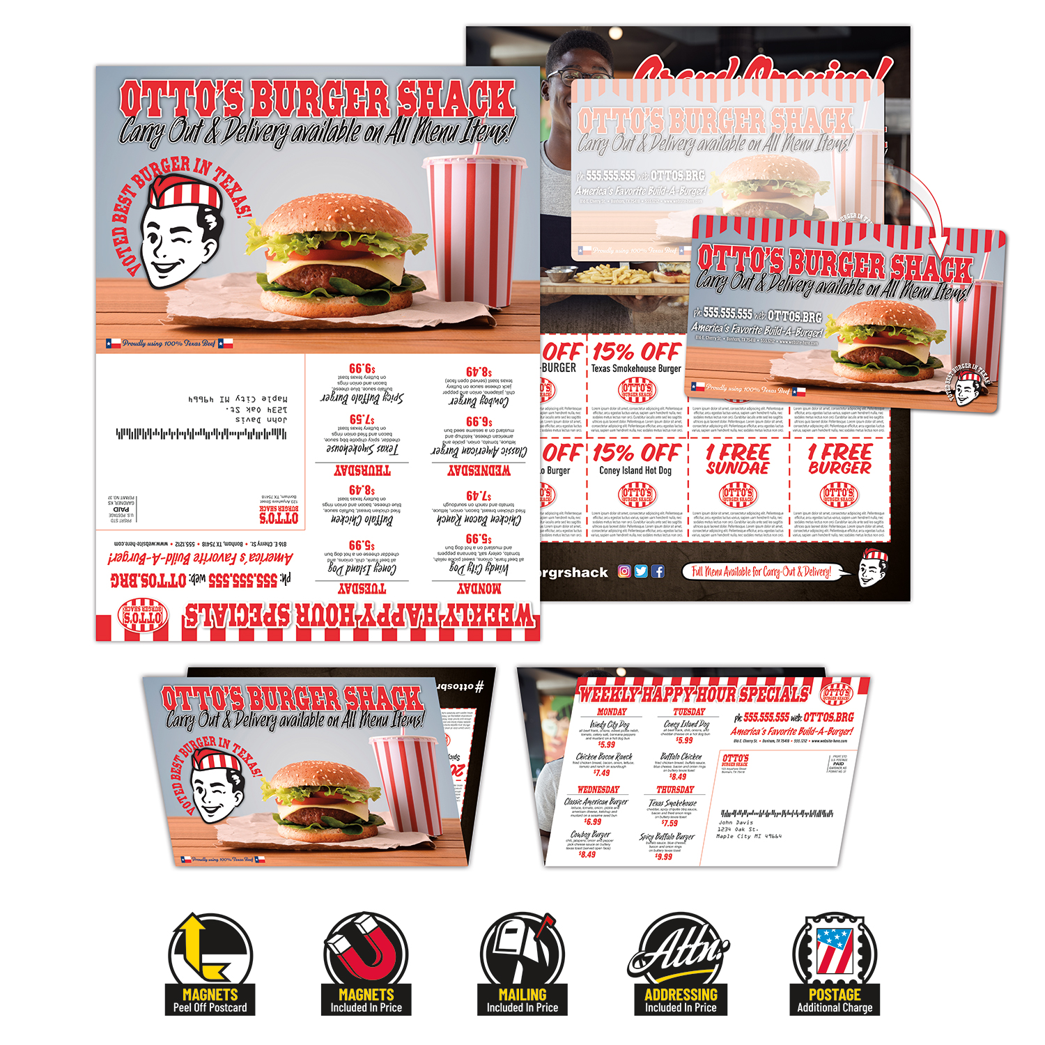 Standard Folded Postcard UV Coated - 10 pt. with 3.5x6 Magnet (20 mil.)