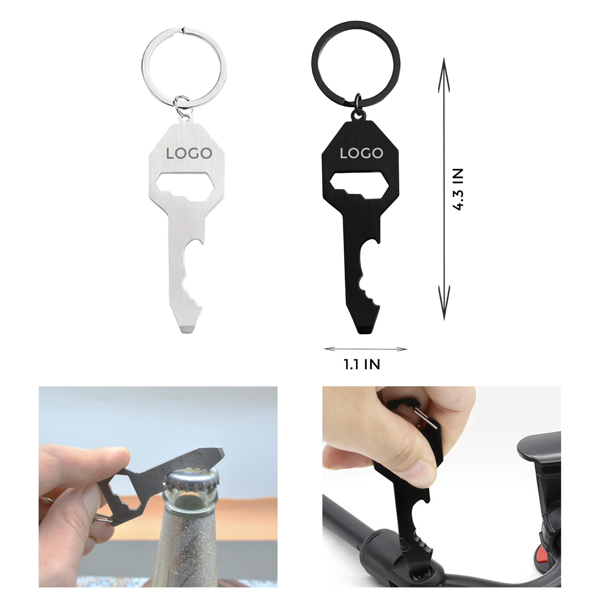 MOQ 10 PCS Versatile Stainless Steel Bottle Opener Keychain
