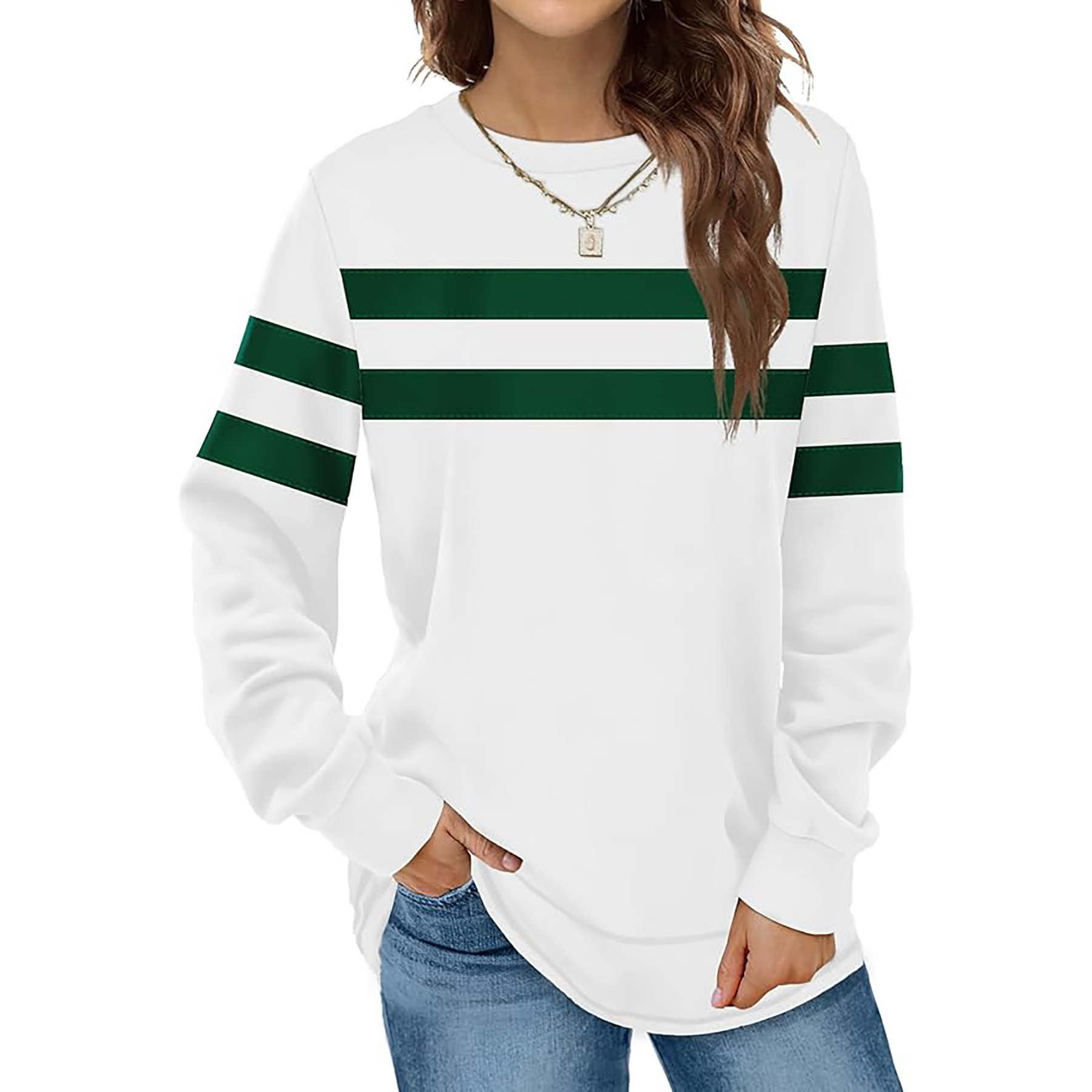 Women's Round Neck Long Sleeve Shirt 63