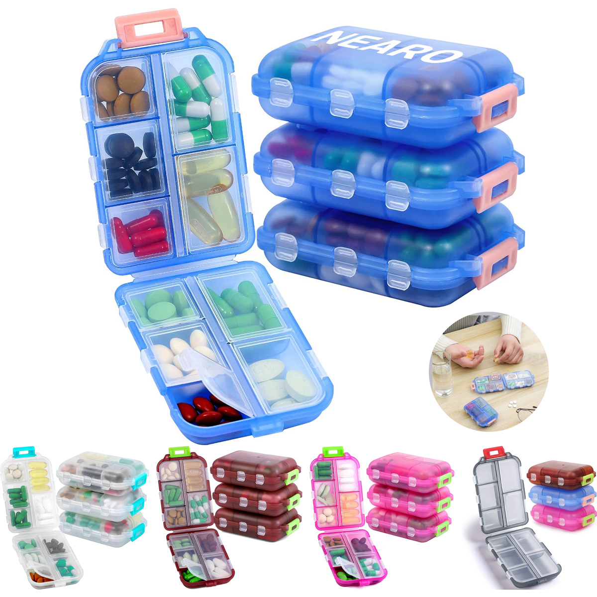 10-compartment Pill Organizer Box