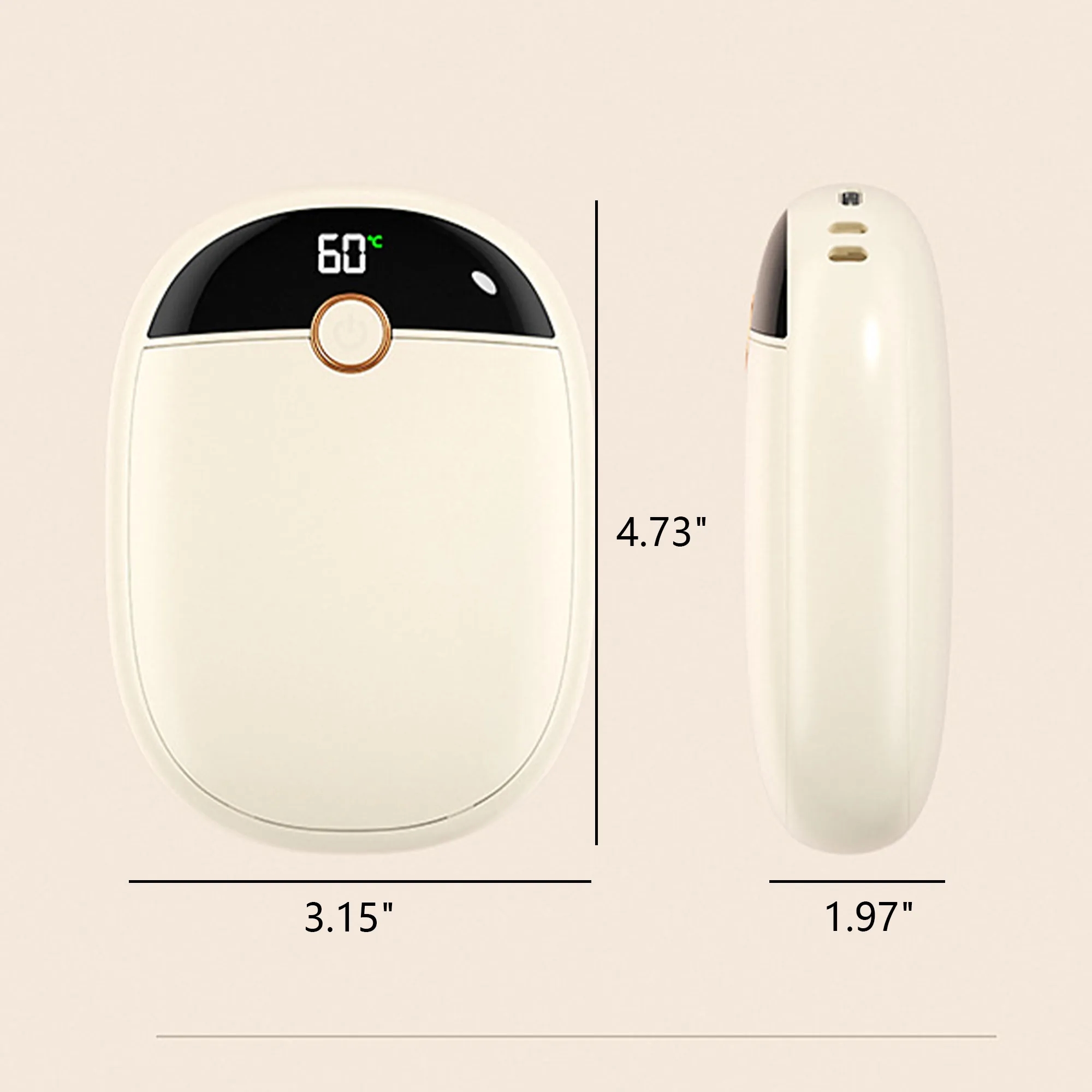 6000 mAh Digital Display Double-sided Heating Power Bank 9