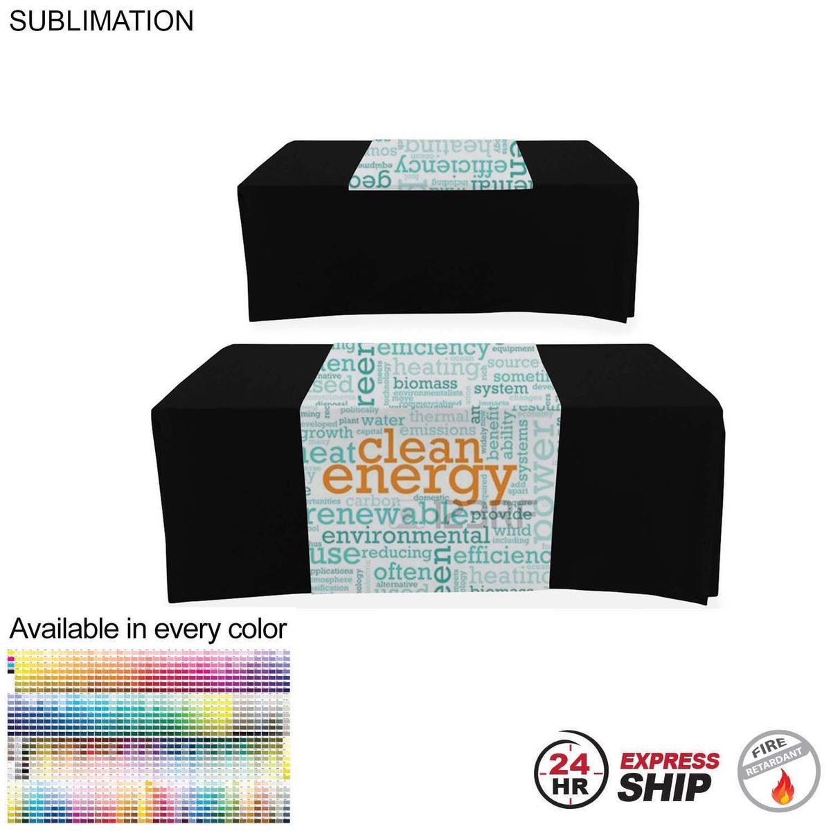fiel 24 Hr Express Ship - Sublimated Table Runner 30x60 Covers Front and Top of the table #SU518-4