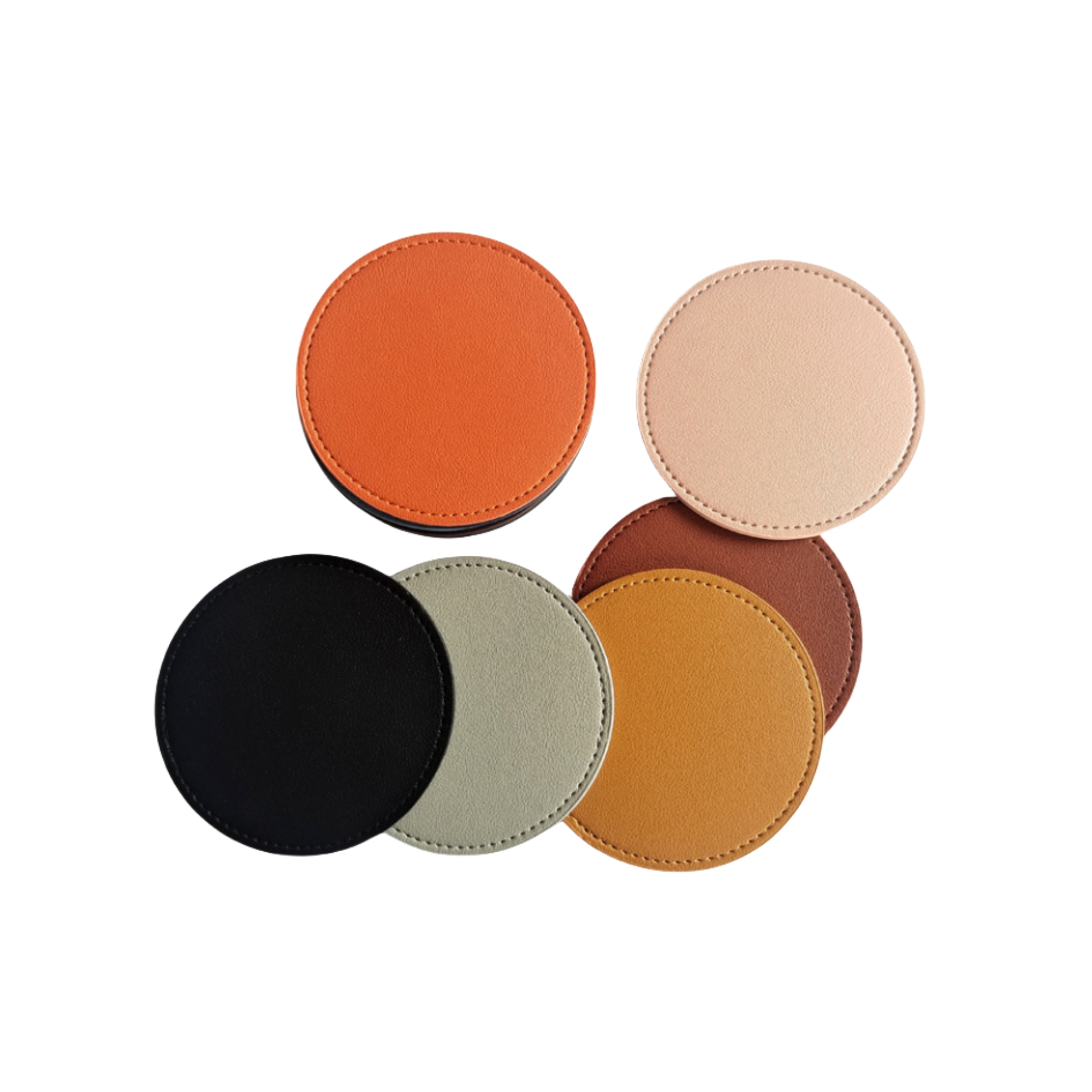 Round Leather Drink Coasters Protection for Home Decor 8