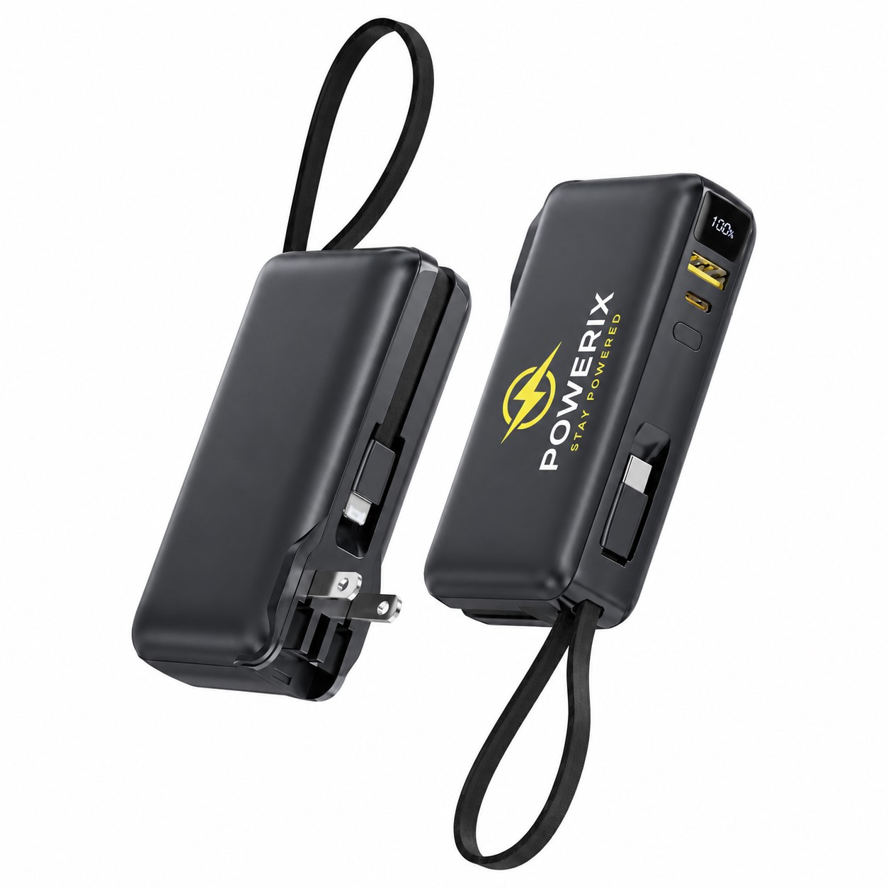 10000mAh 20W PD Power Bank With AC Plug & Dual Cables