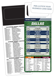Pro Football Schedule Magnet - Peel and Stick Business Card (3.5x9)