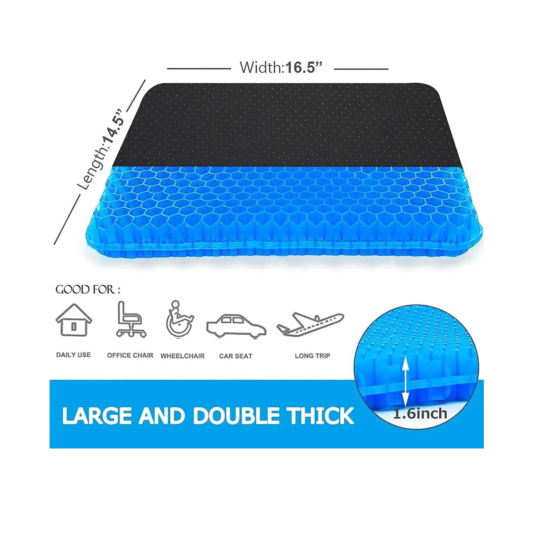 Double Thick Big Gel Seat Cushion 15