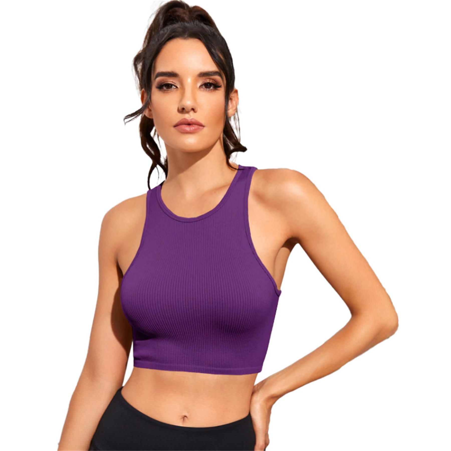 Womens Ribbed Longline Sports Bra 12