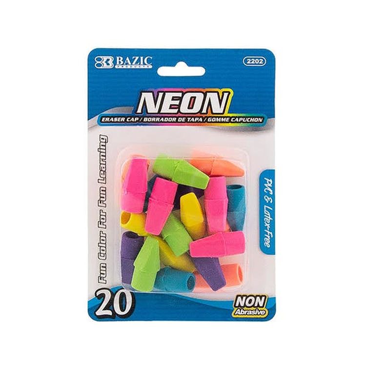 Erasers - Pencil Caps Neon 20 Count 3