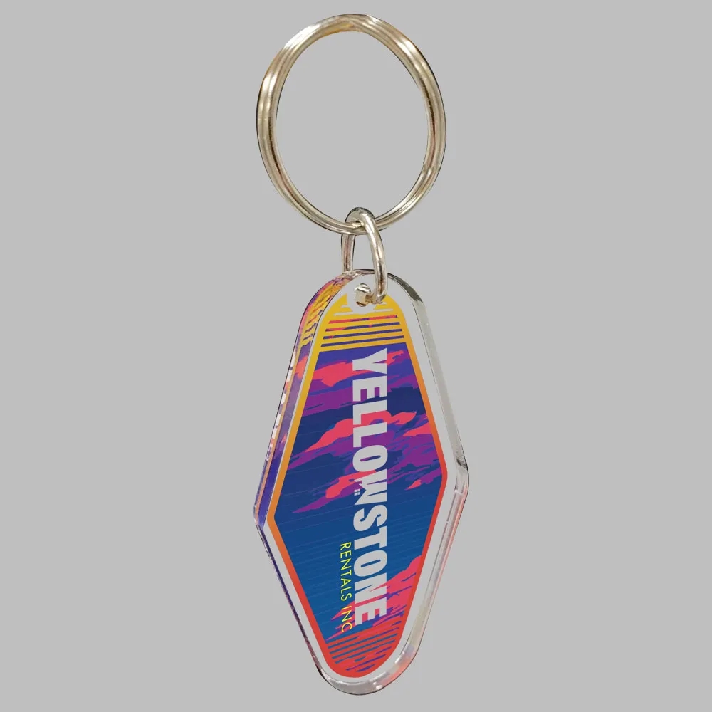 1/4" Vintage Clear Acrylic Motel/Hotel Key Chain 13