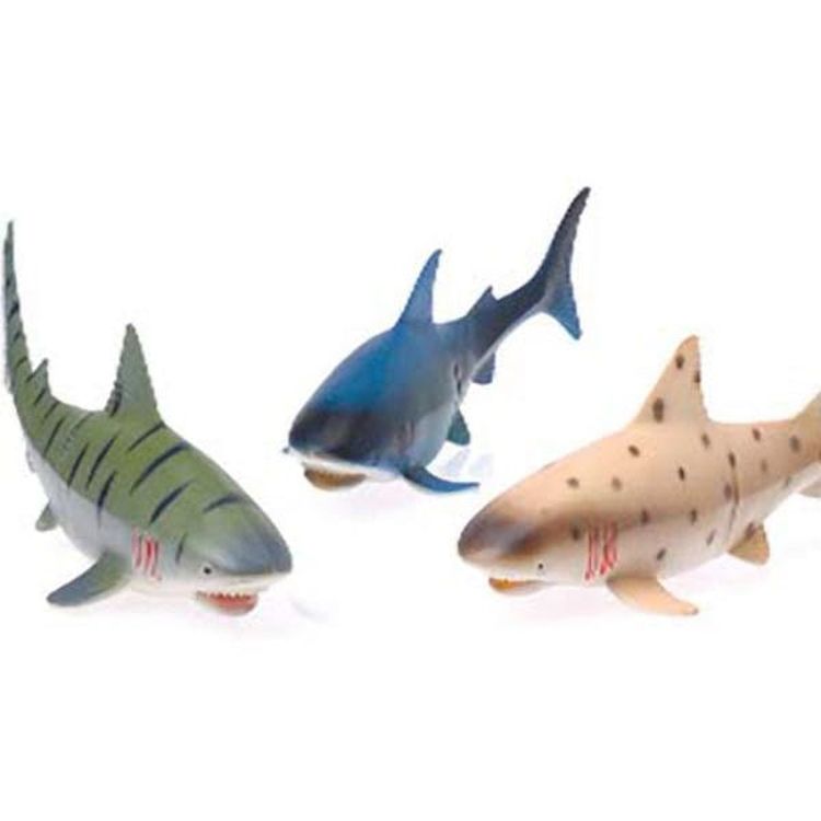 Plastic Toy Sharks - Assorted 8" 3