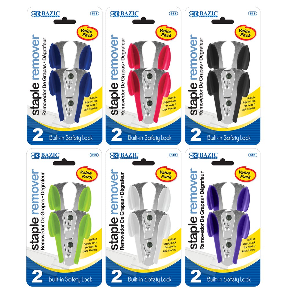 Staple Removers - Safety Lock Assorted Colors 2 Pack 3