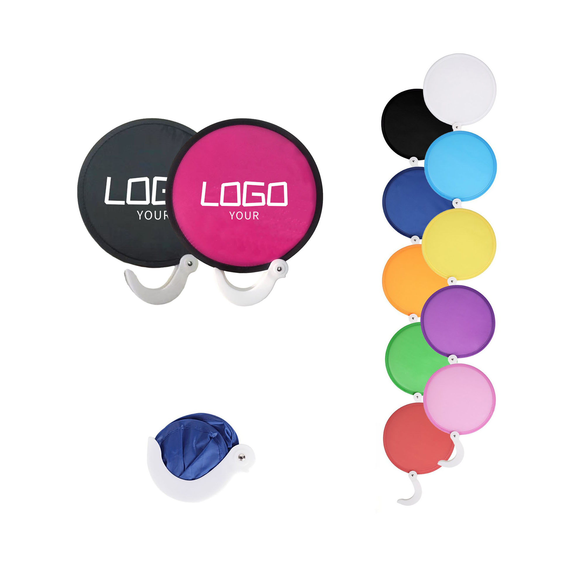 Nylon Foldable Flying Disc Hand Fan w/Storage Pouch 3