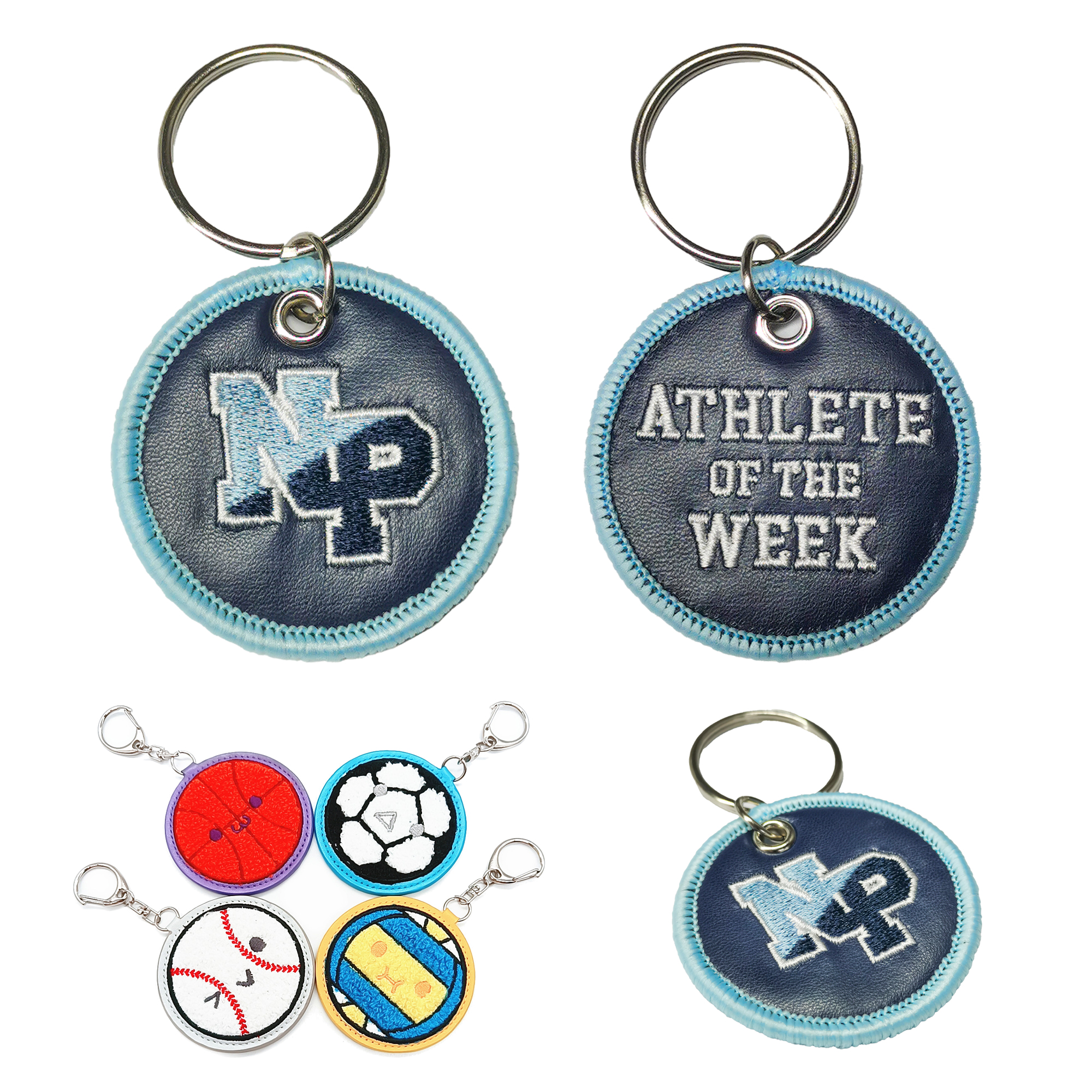 Customized Leather Embroidered Keychain 4