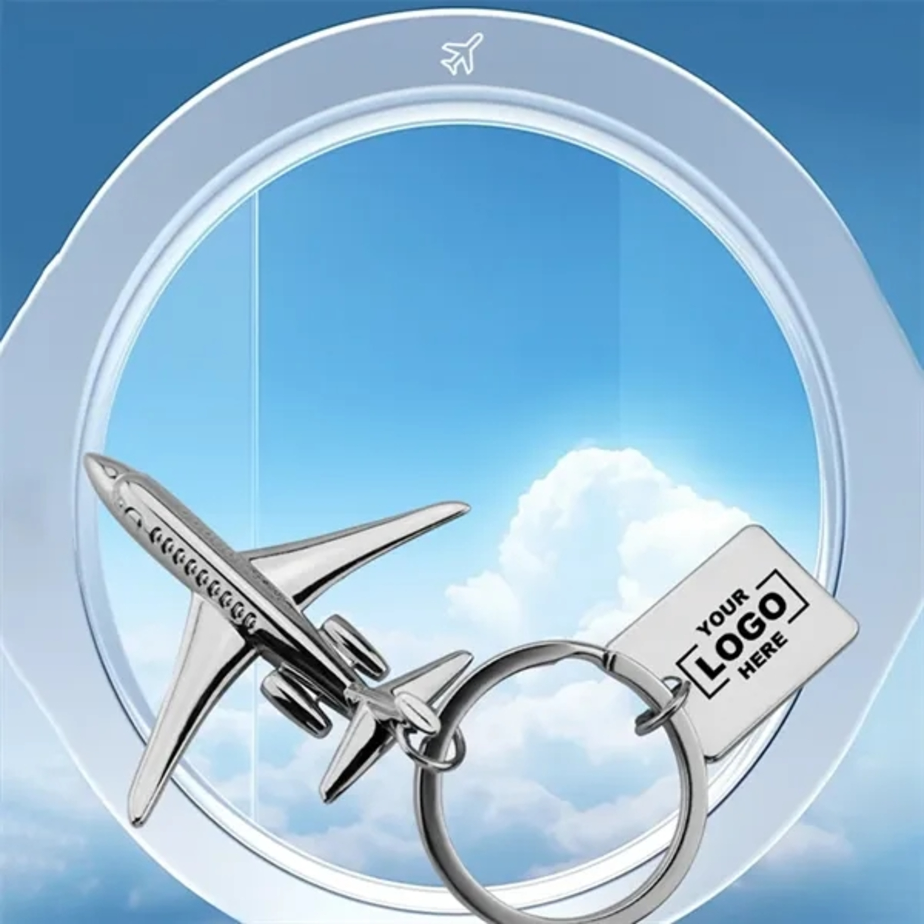 Airplane model metal keychain
