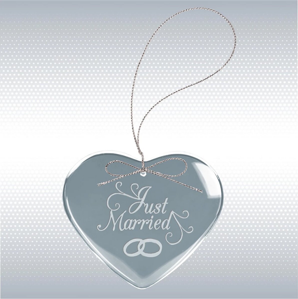 3" Heart Clear Glass Ornament w/Silver String 7
