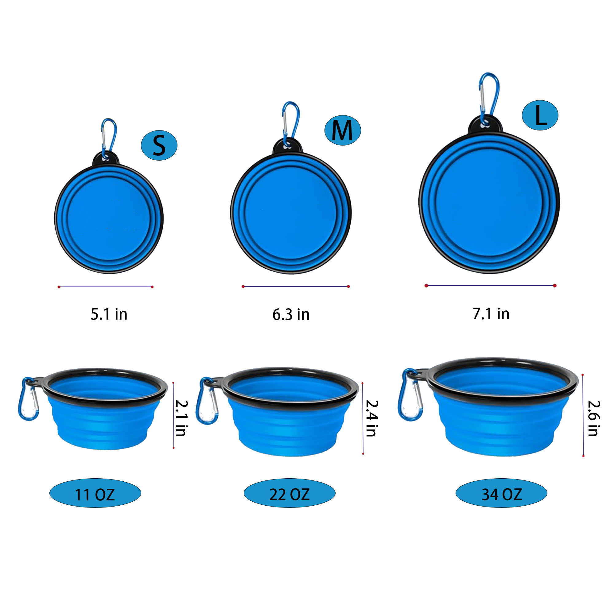 TPE Collapsible Pet Bowl With Carabiner 6