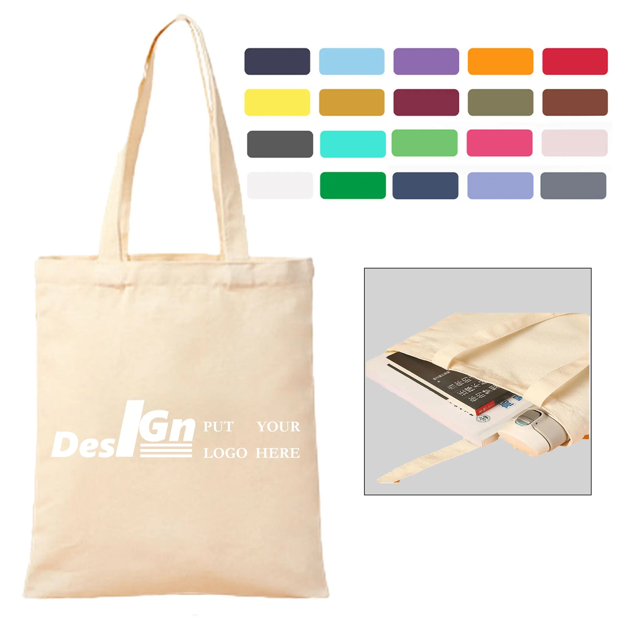 Classic Shopping Canvas Tote Bag 16"L x 14"W, custom tote bag with logo imprint 6