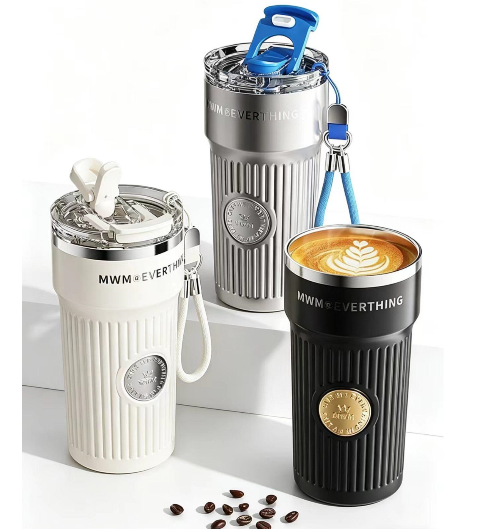 20oz Stainless SteelInsulated Tumbler&Mug With Dual Lid And Carry StrapFor Travel & Office