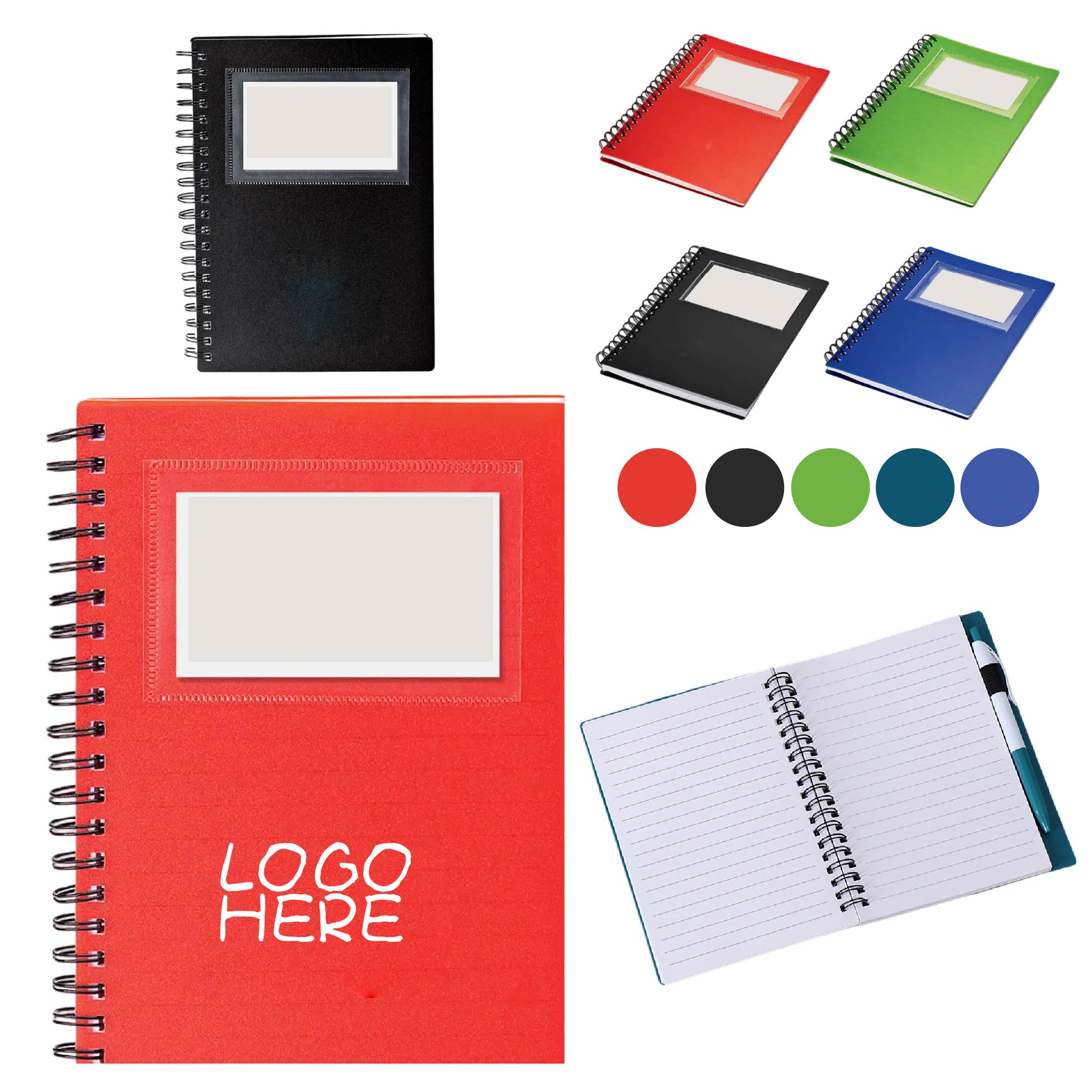 Plastic Spiral Bound Journal w/Pen
