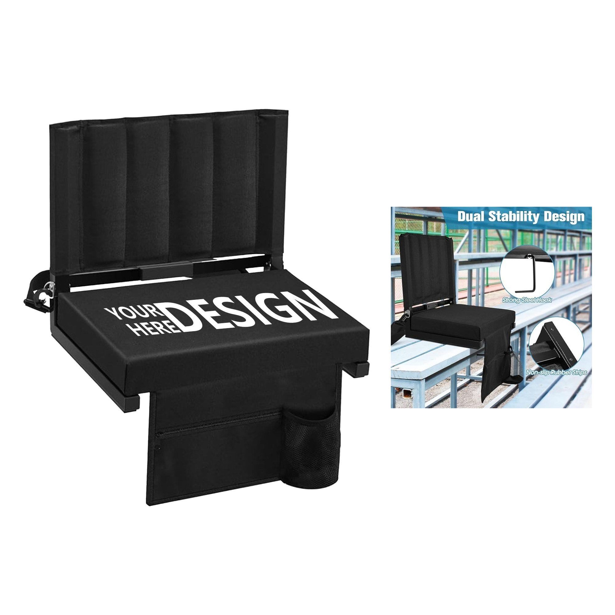 Oxford Fabric Iron Frame Folding Stadium Seat 3