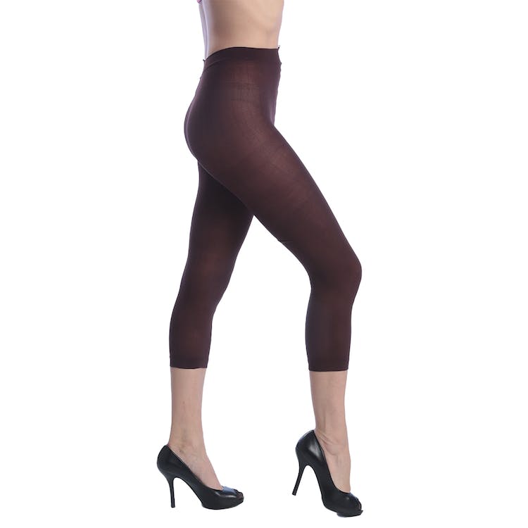 Women's Opaque Footless Capri Tights - Brown One Size Fits Most 3