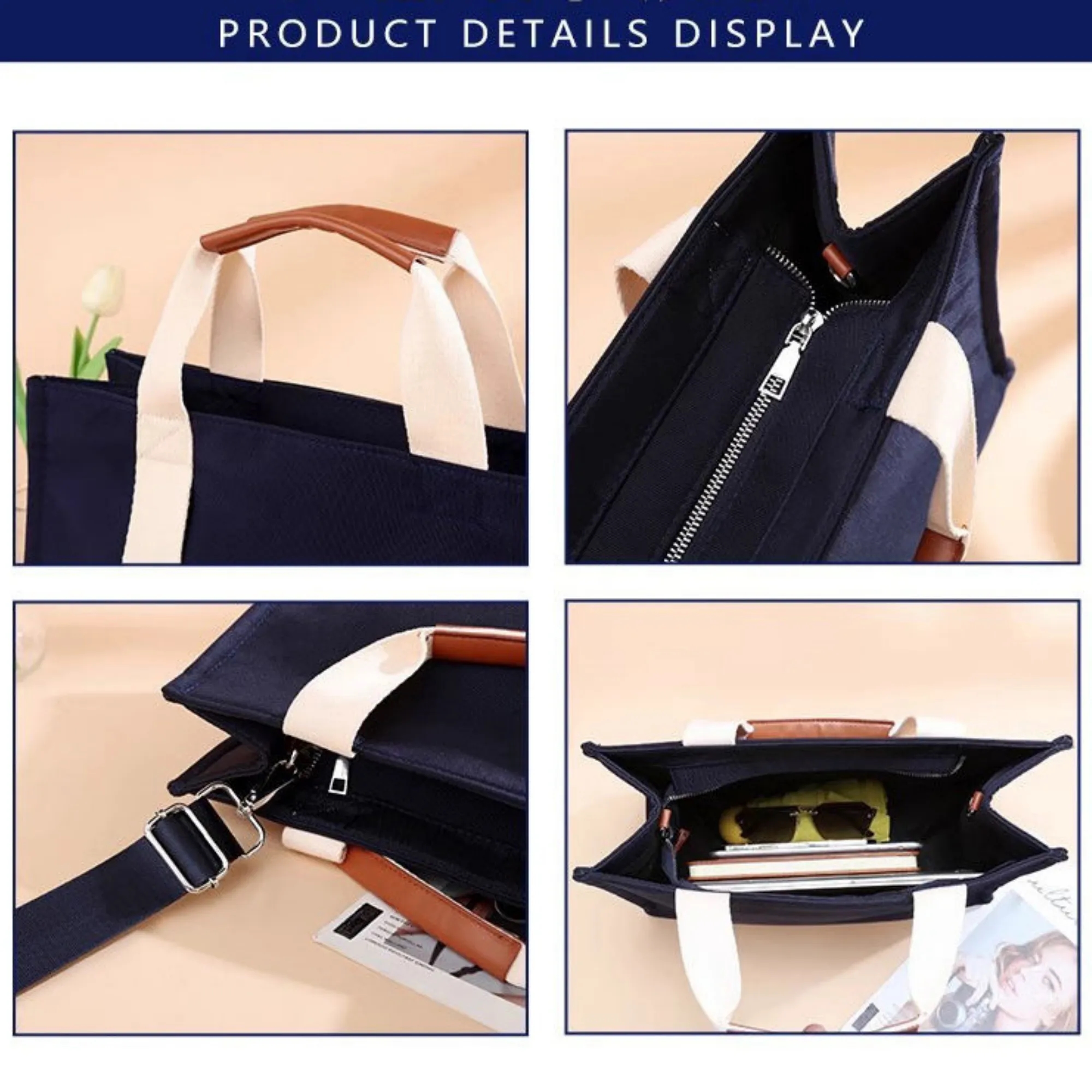 Oxford Cloth Commuter Briefcase Tote Handbag Pouch 5
