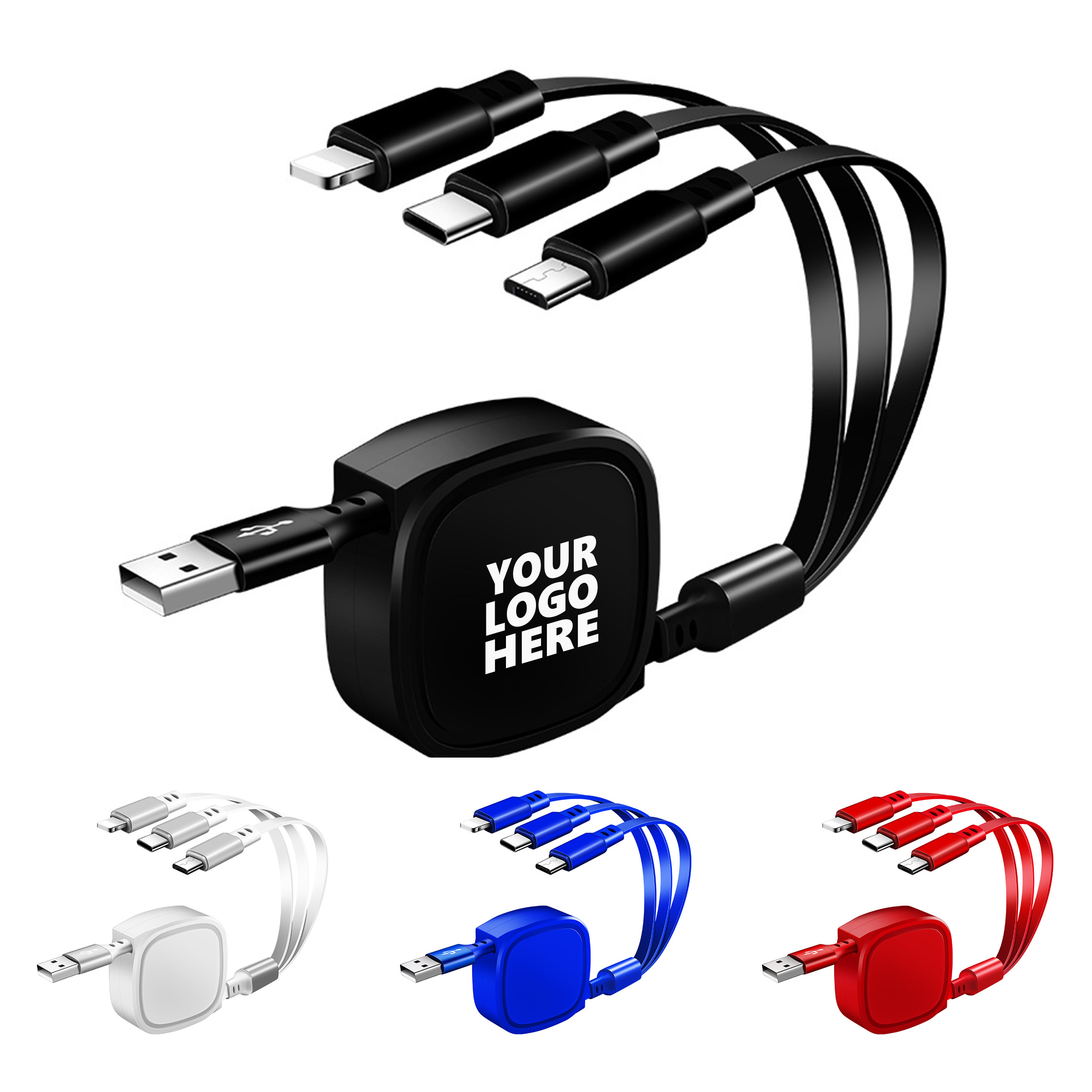 Compact 3-in-1 Cable ?C Retractable & Versatile Use