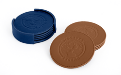 Saver Leather Coaster Set with Holder - Thumbnail 2