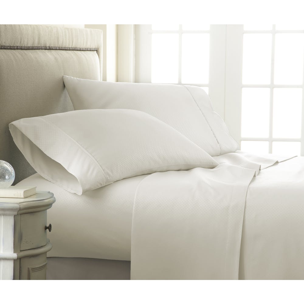 Embossed Sheet Sets - Ivory Twin Checker Design 3 Set, promotional household item with logo imprint 3