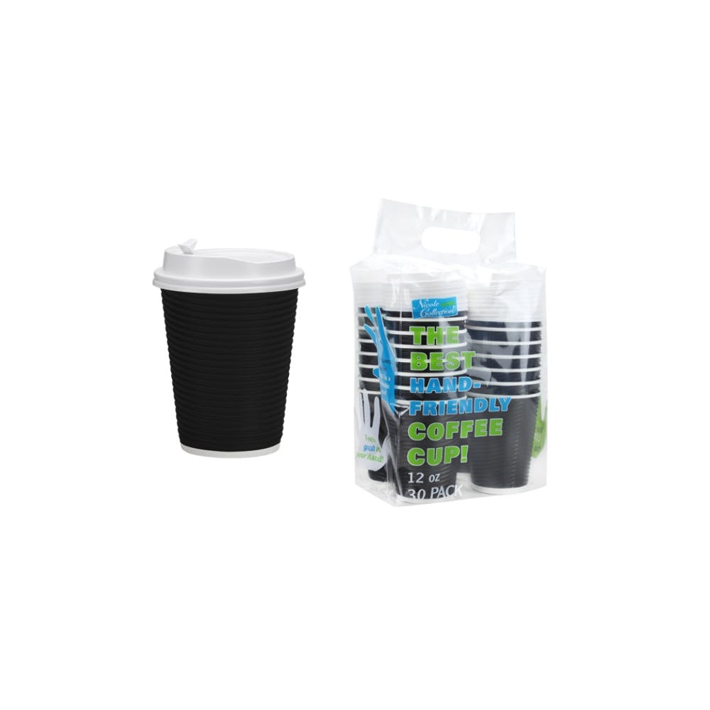 Ripple Hot Cups with Lids - Black 12 oz 30 Pack 3