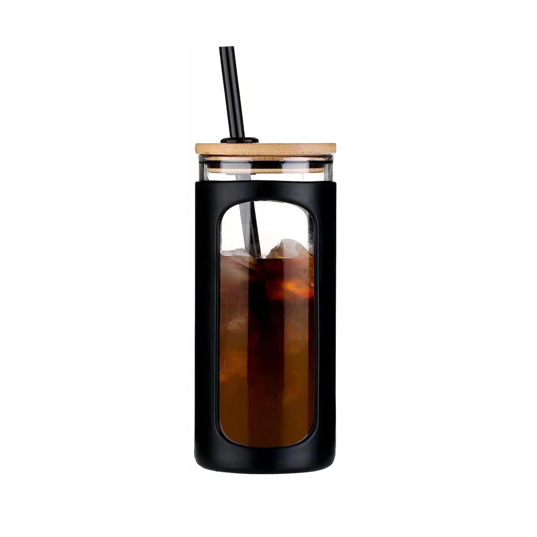 20oz Glass Water Bottle with Straw 16