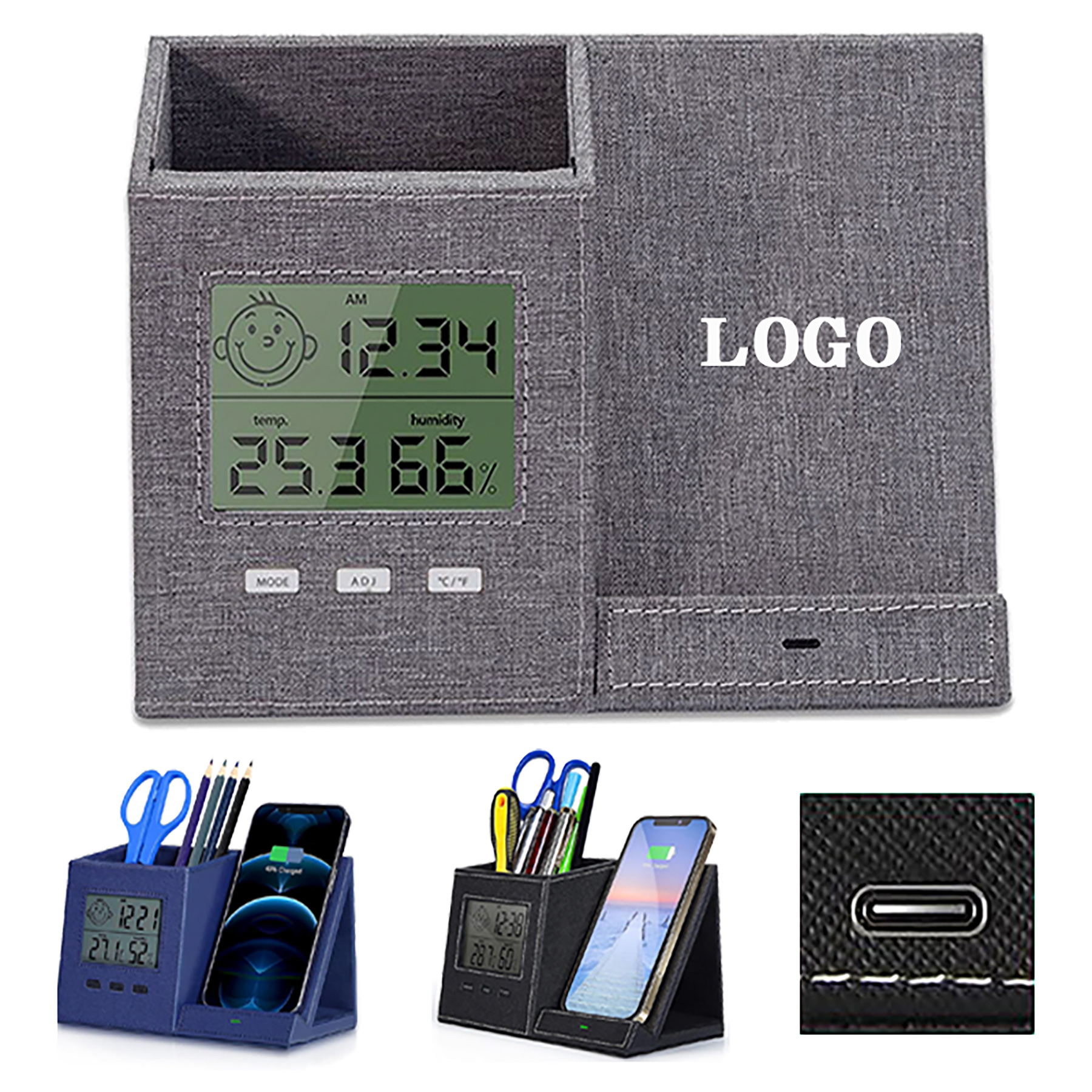 Desk Organizer with Wireless Charger and Clock 12