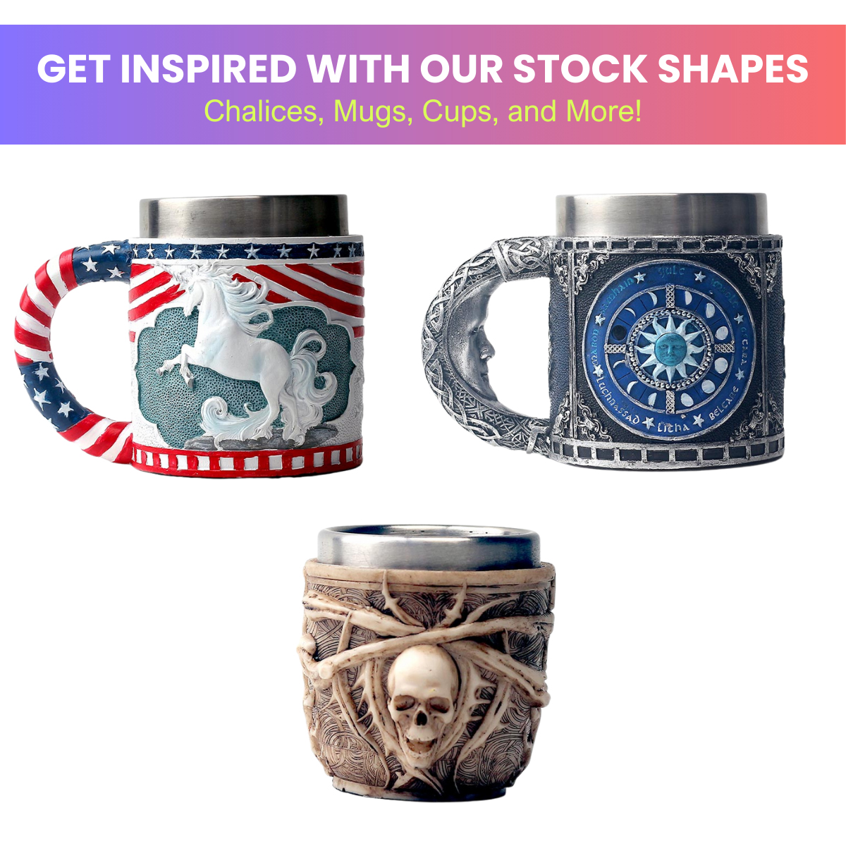 EpicMug Customizable Resin Molded Exterior Mug - Stainless Steel 550ML 36