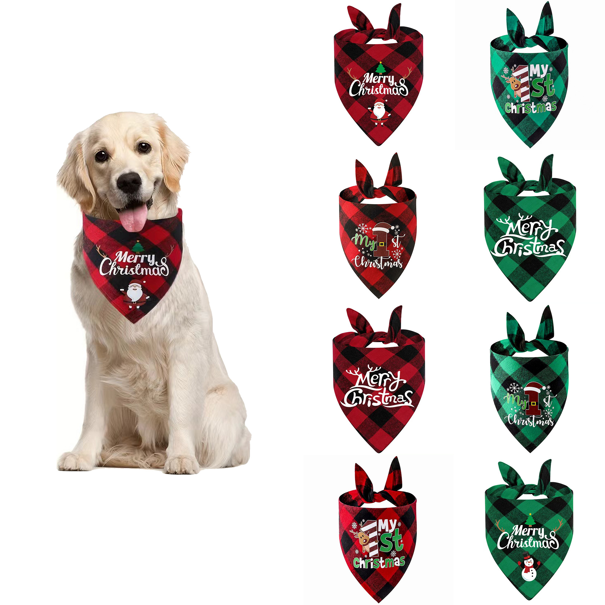 Santa Claus Snowman Pet Triangular Scarf 2